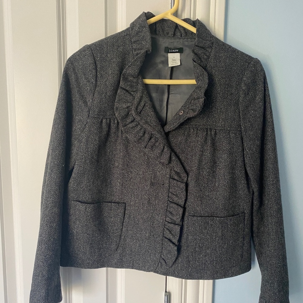 J. Crew 100% wool size 0 jacket with ruffle trim